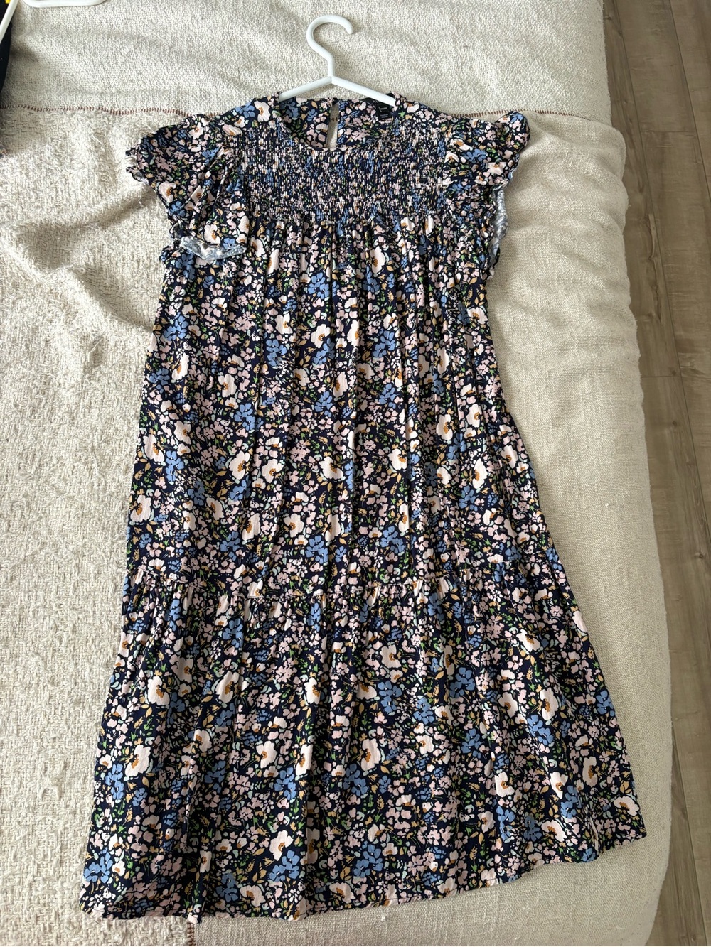 RW&CO. Navy Floral Smocked Dress with Blue & Pink Accents